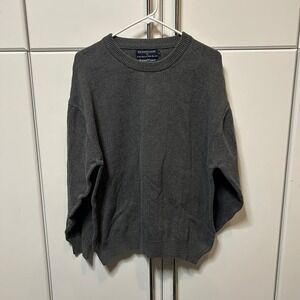 Hathaway Sport Mens Brunswick Crewneck Sweater Charcoal Gray Combed Cotton L